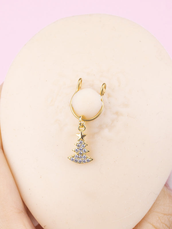 Fake Piercing do Sutków w Świątecznym Stylu Choinka (1 szt.)