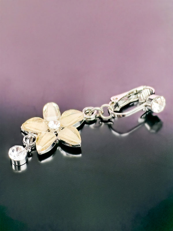 Fake Piercing Bauchnabelpiercing Blume mit Anhänger Silber