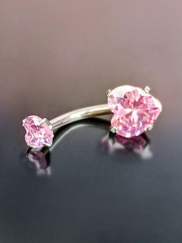 Piercing-Nabelring mit herzförmigen Zirkonen