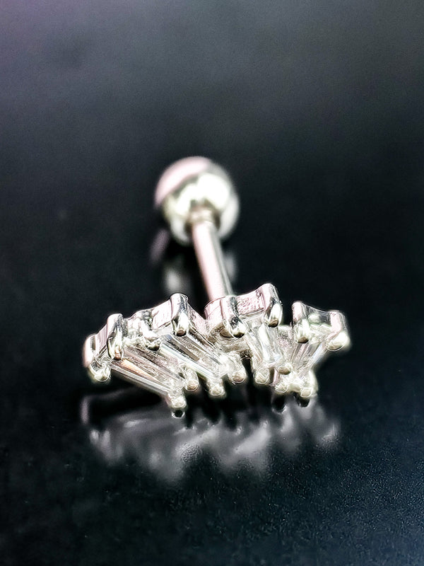 Piercing Helix Ohrring Fächer mit Zirkonia Silber