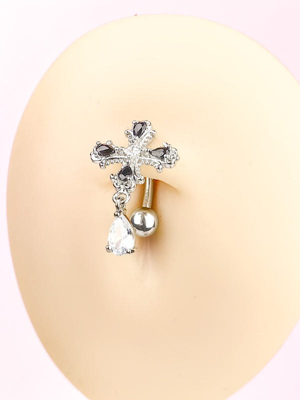 Piercing Kolczyk do Pępka Krzyżyk z Zawieszką