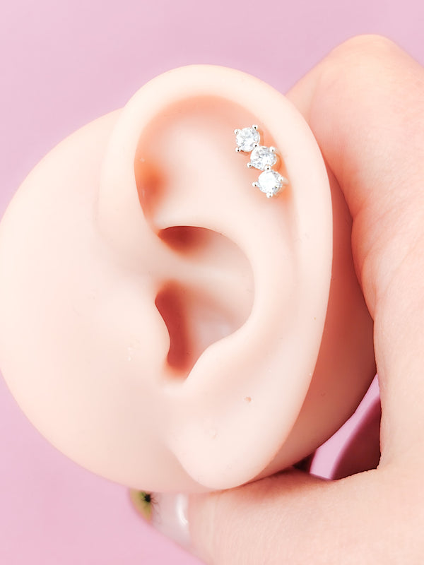 Piercing Earring with cubic zirconia