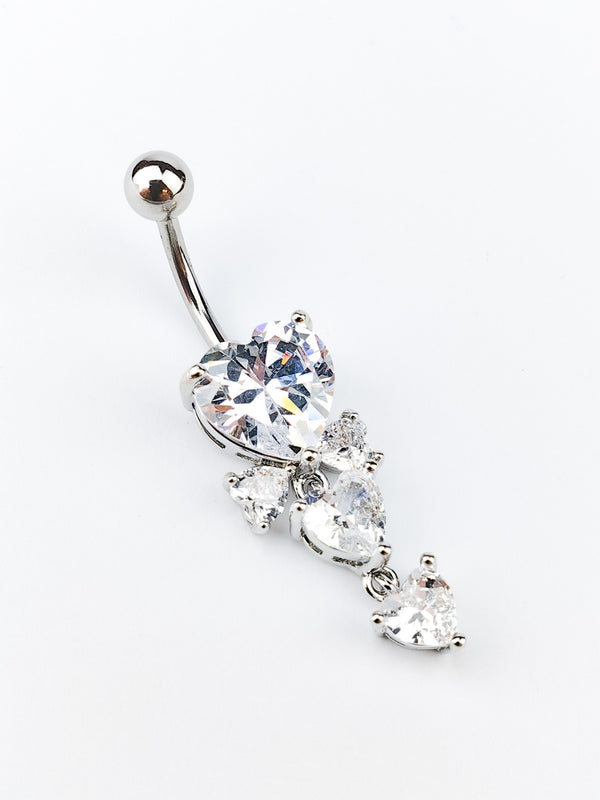 Bauchnabelpiercing mit herzförmigem Zirkonia Silber