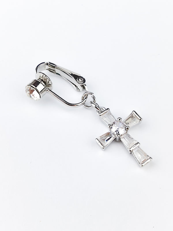 Fake Piercing Bauchnabelpiercing Kreuz Schlicht Silber