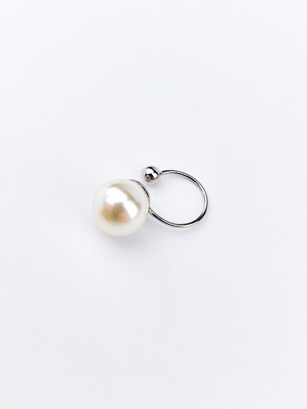 Fake Piercing Ohrring mit Perle Silber