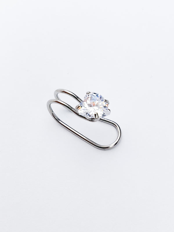 Fake Piercing Ohrstecker Ohrklemme mit Zirkonia in Herzform