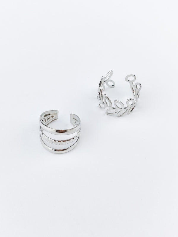 Fake Piercing Ear Cuffs Earrings Set of 2 Black