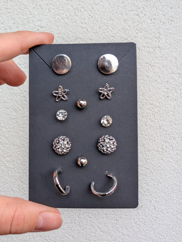 6-day set of ear stud earrings
