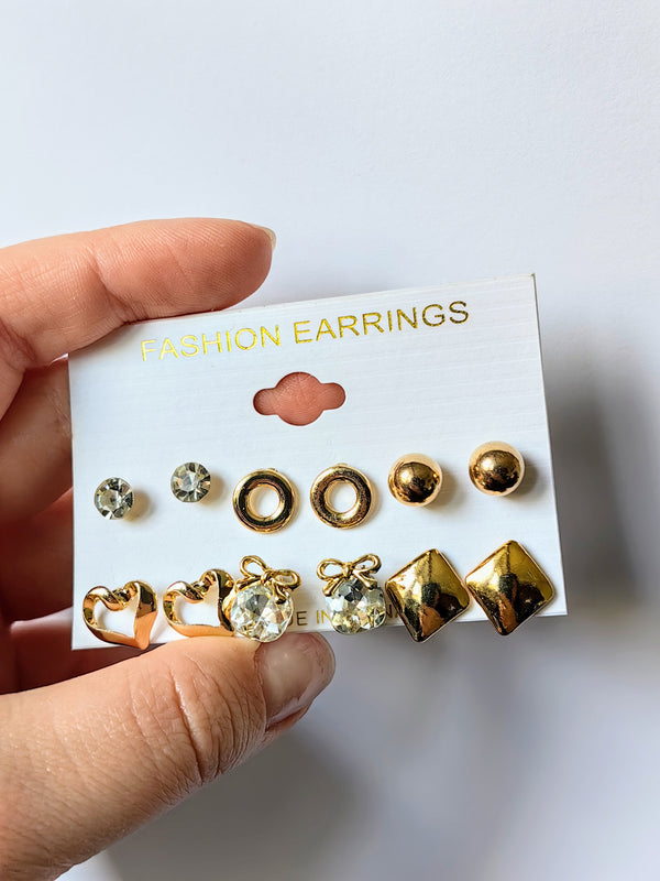 6-day set of ear stud earrings