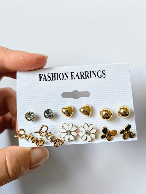 6-day set of ear stud earrings