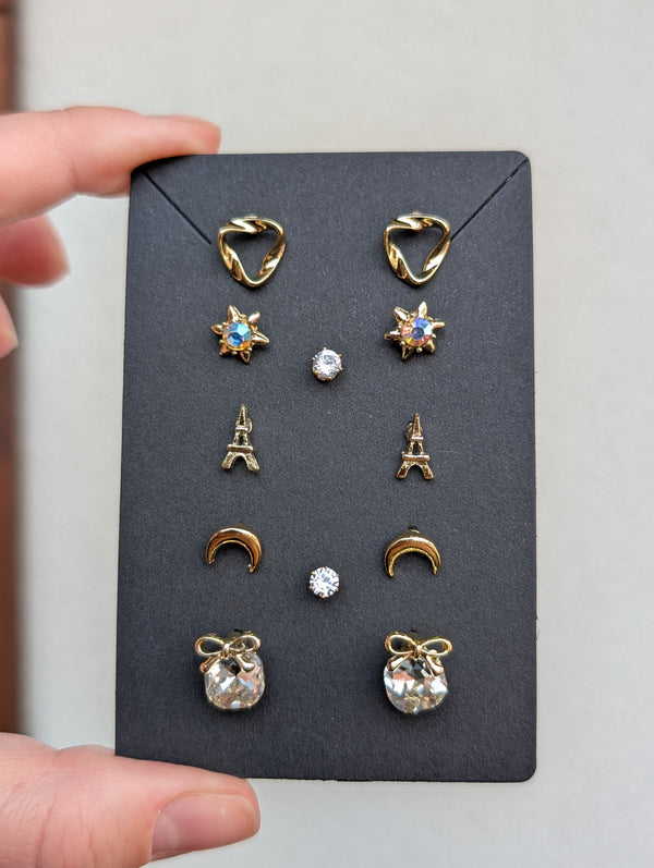 6-day set of ear stud earrings