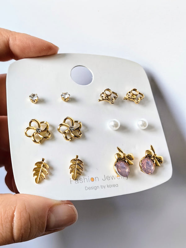 6-day set of ear stud earrings