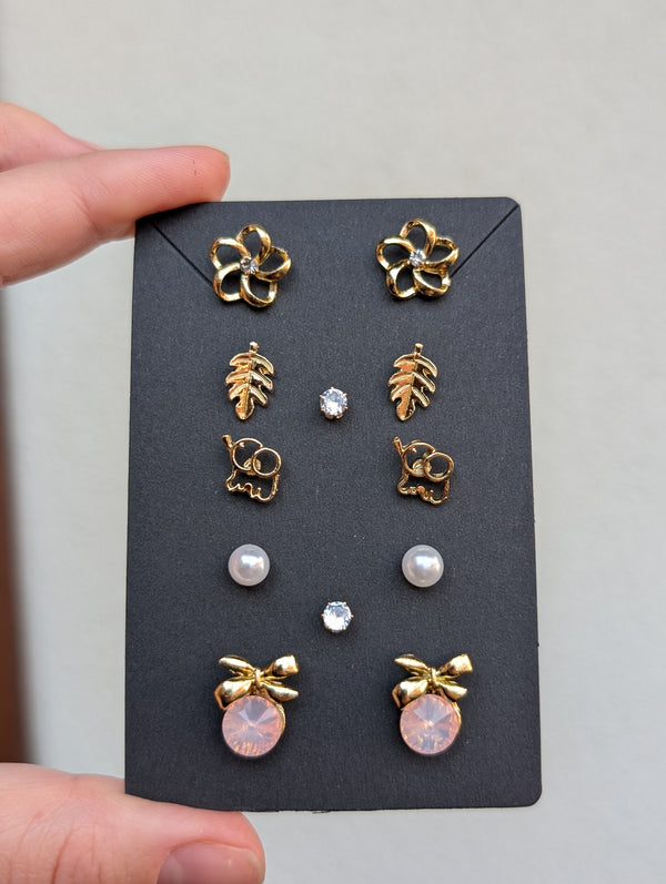 6-day set of ear stud earrings