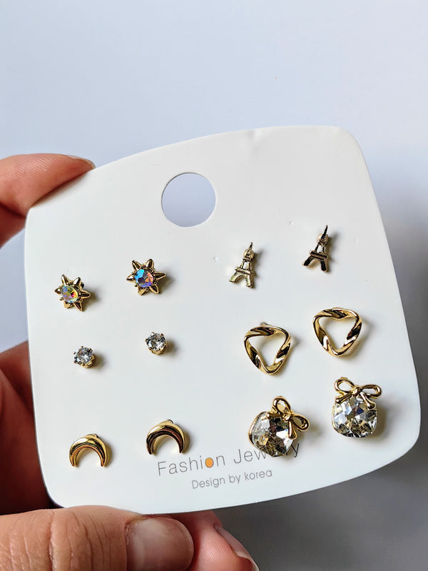 6-day set of ear stud earrings